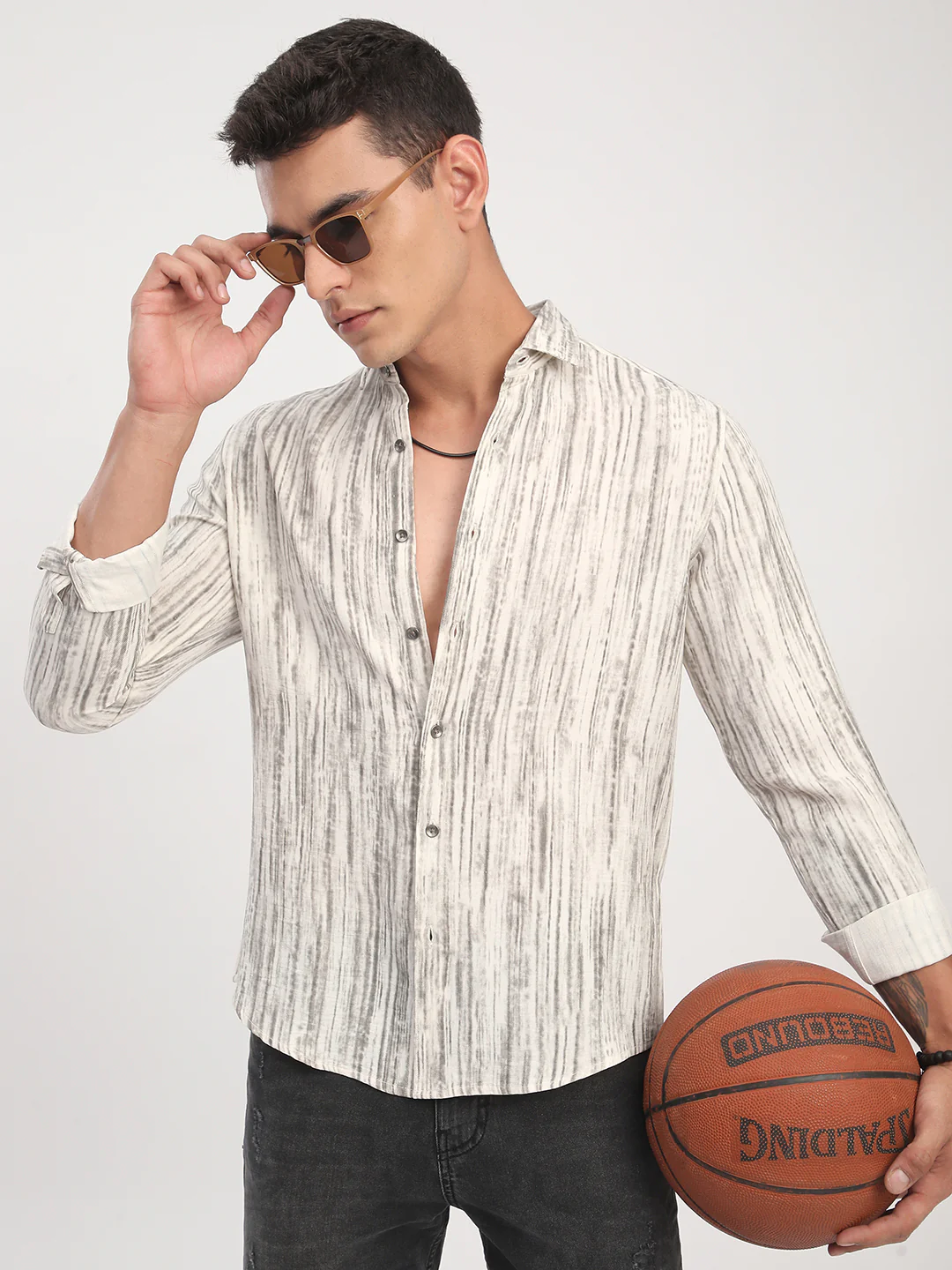 White & Grey Monsoon Mist Printed Shirt
