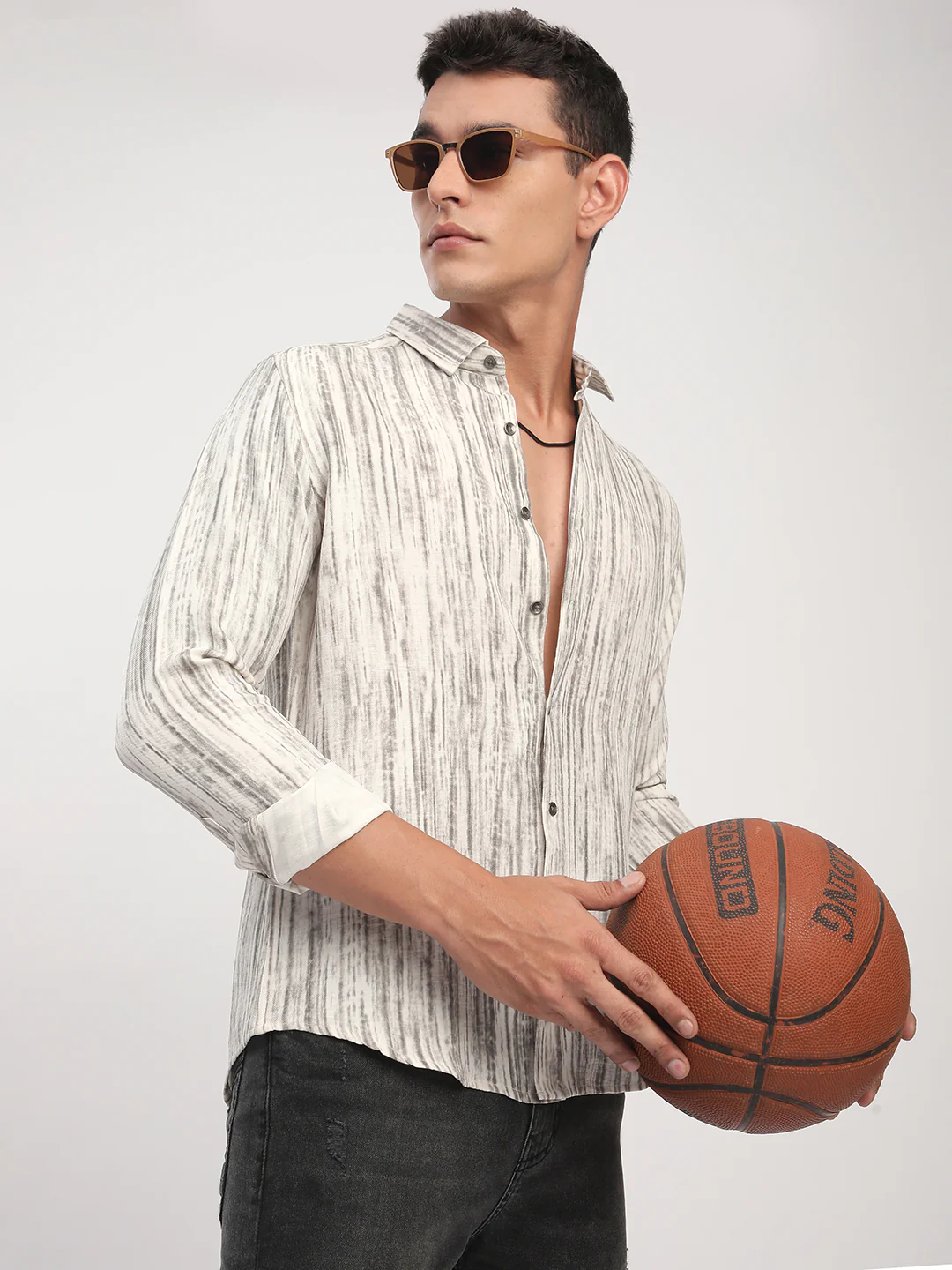 White & Grey Monsoon Mist Printed Shirt - Image 2