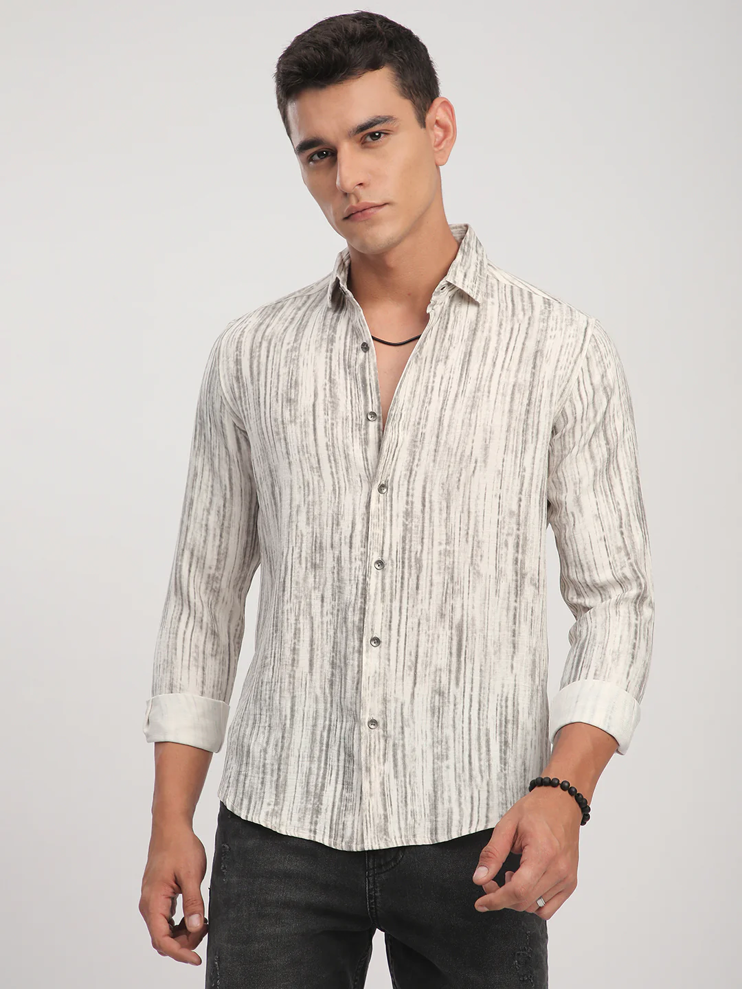 White & Grey Monsoon Mist Printed Shirt - Image 4