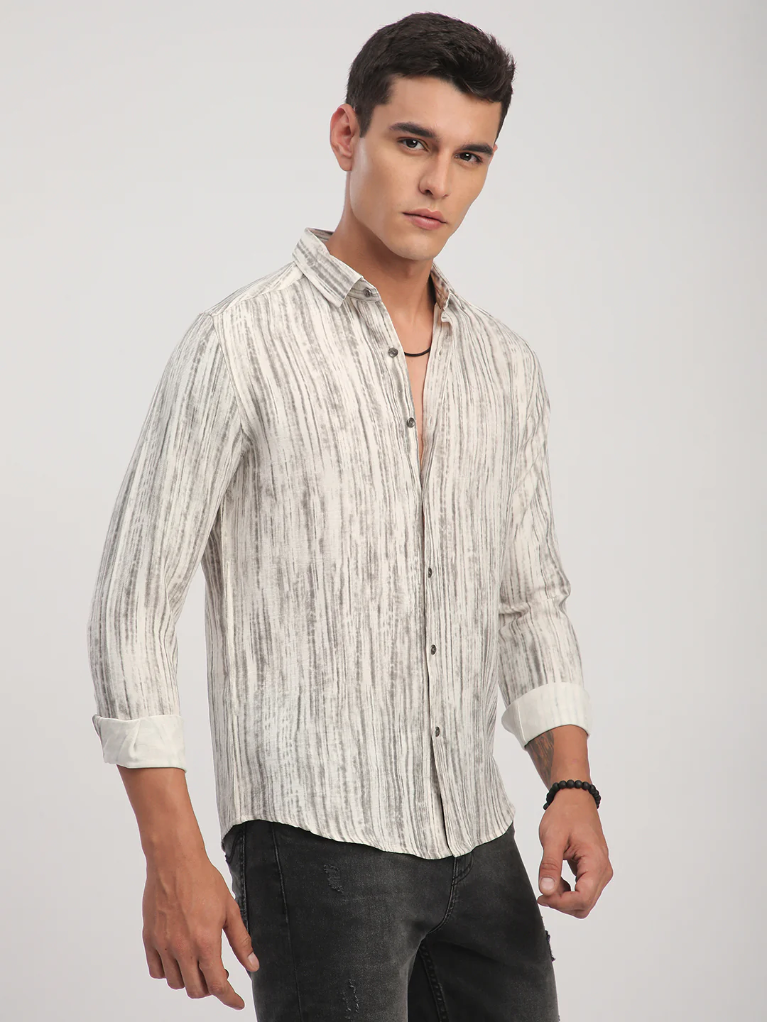 White & Grey Monsoon Mist Printed Shirt - Image 5