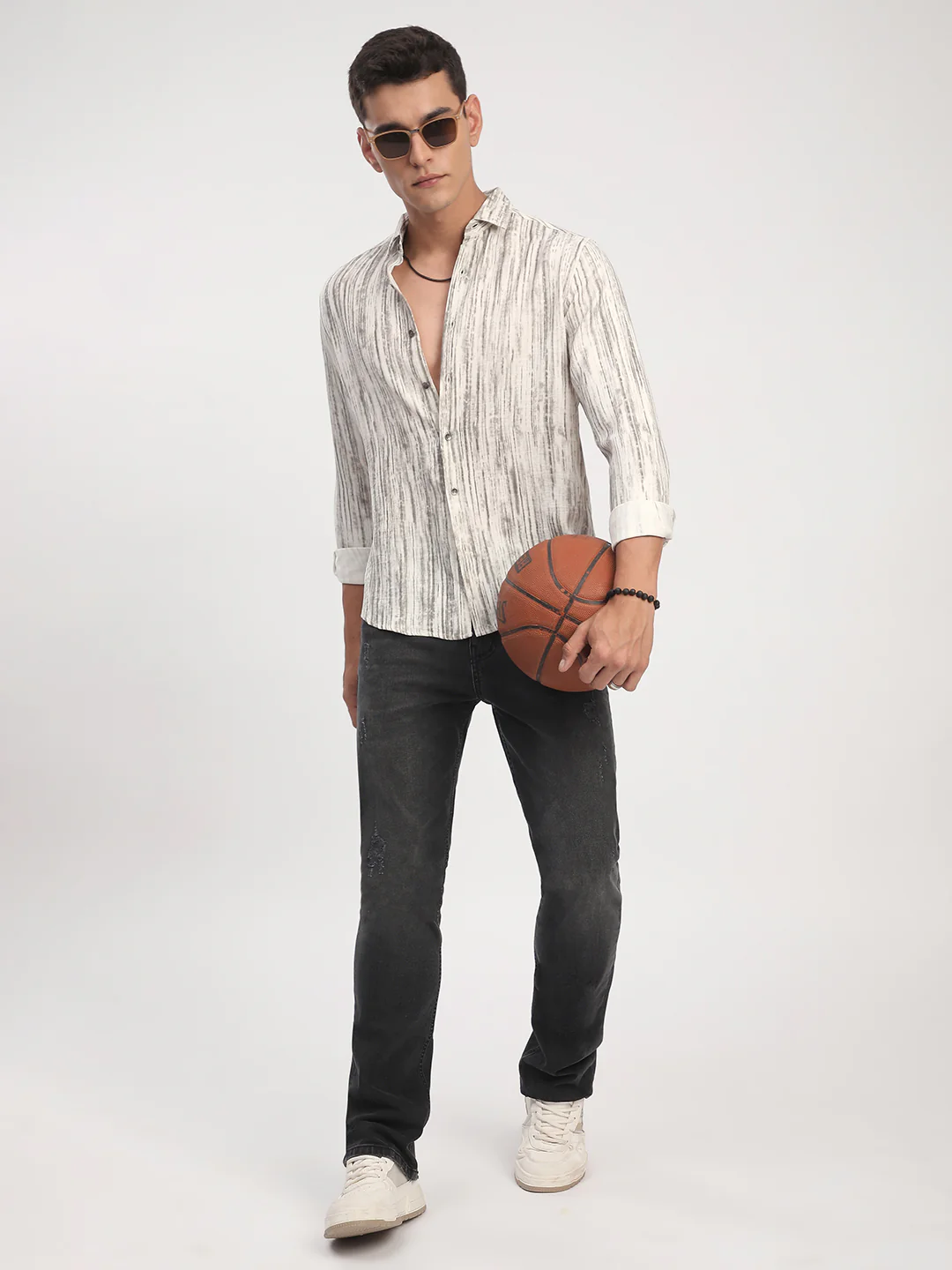 White & Grey Monsoon Mist Printed Shirt - Image 7