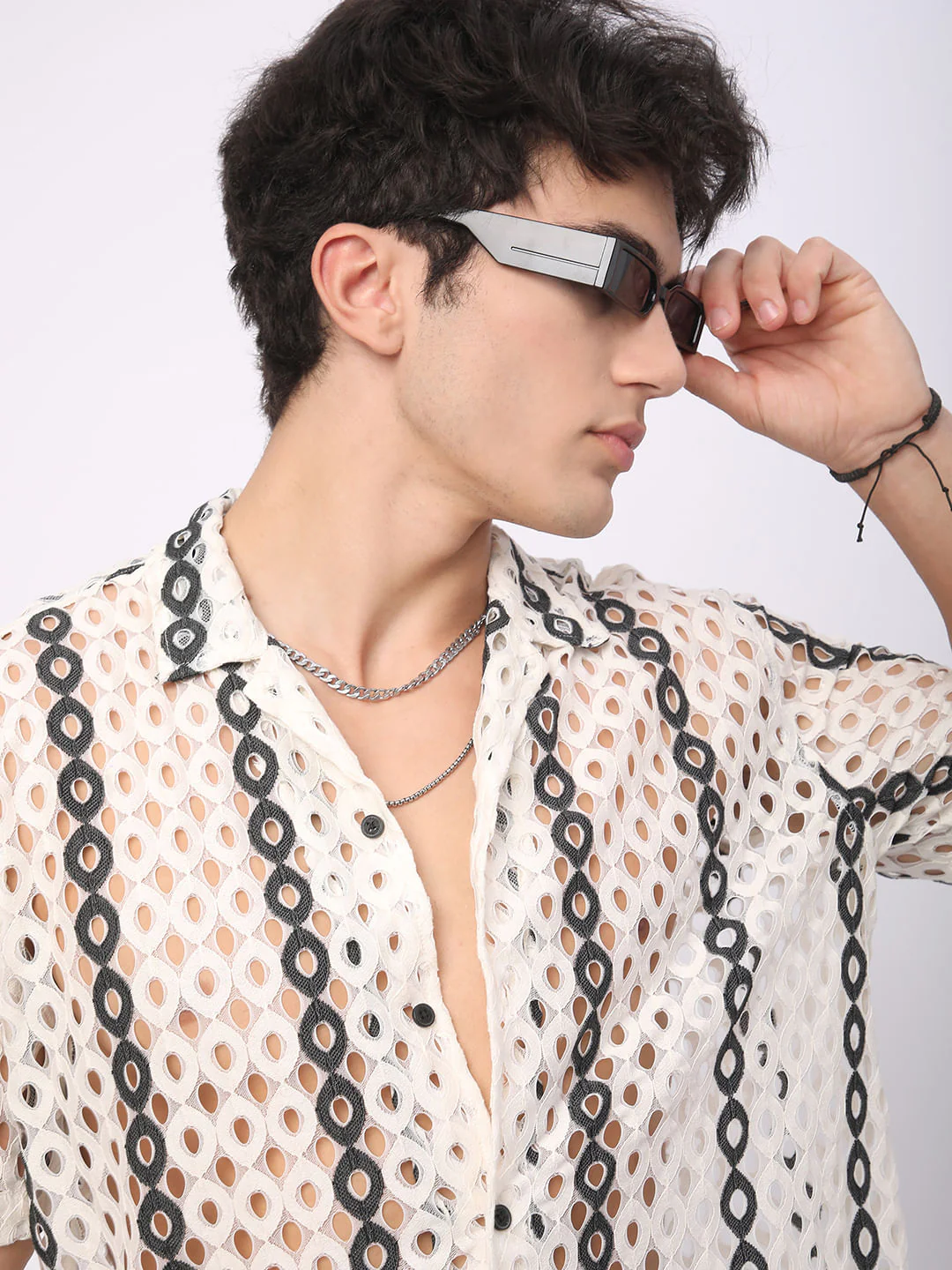 White Guipure Crochet Oversized Shirt - Image 2