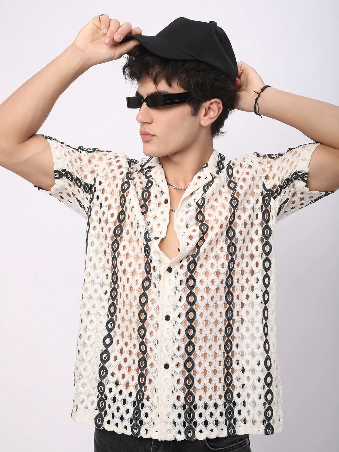 White Guipure Crochet Oversized Shirt - Image 4