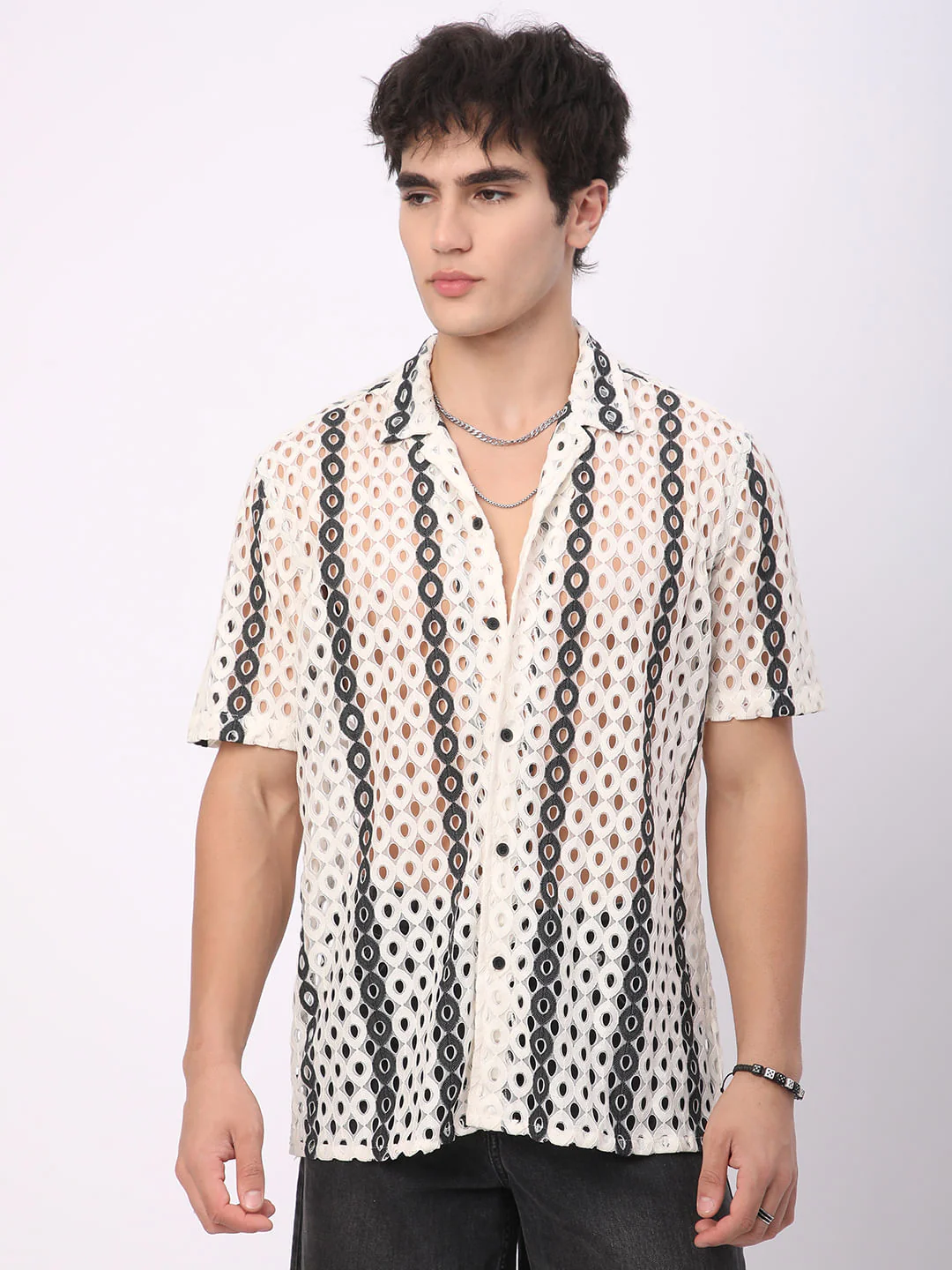 White Guipure Crochet Oversized Shirt - Image 5