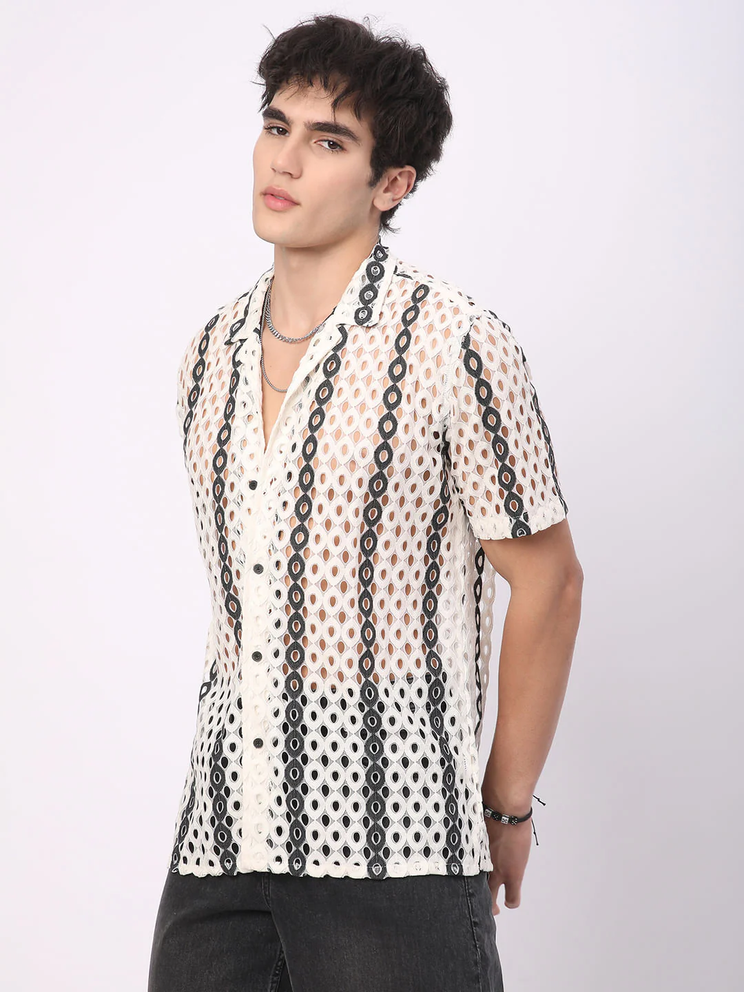 White Guipure Crochet Oversized Shirt - Image 6