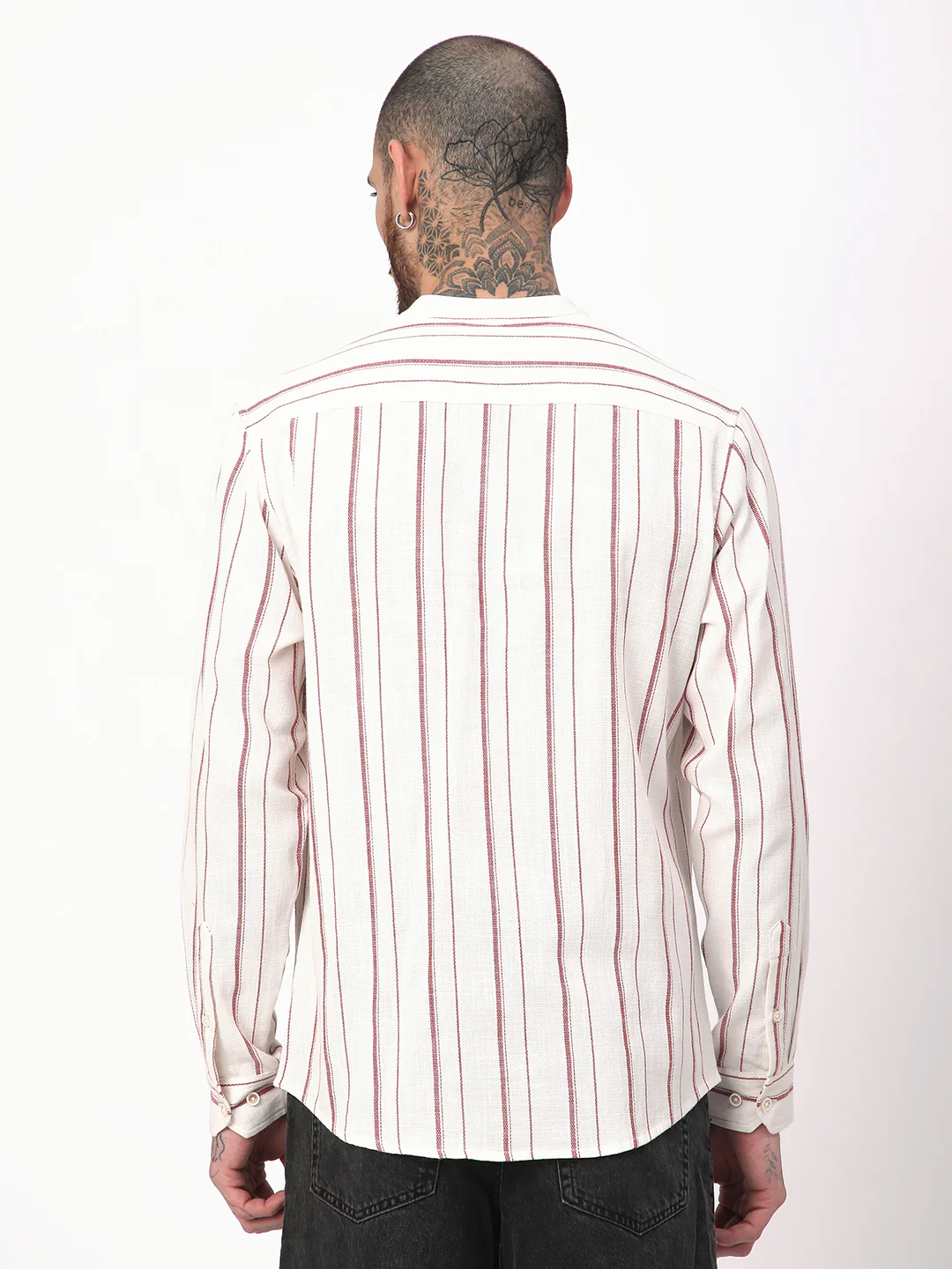 White & Maroon Pin Striped Shirt - Image 6