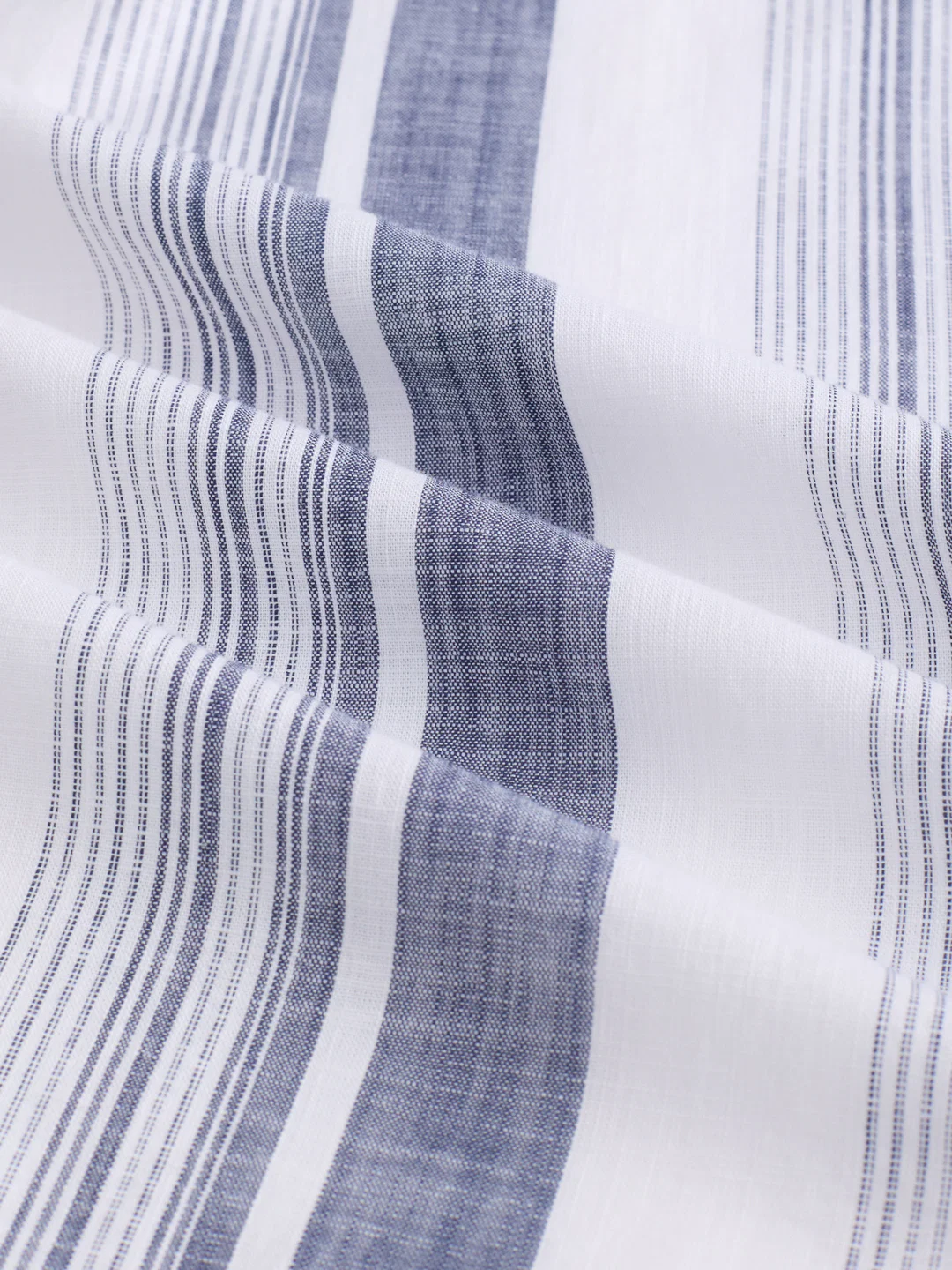 White & Navy Broad Striped Shirt - Image 3