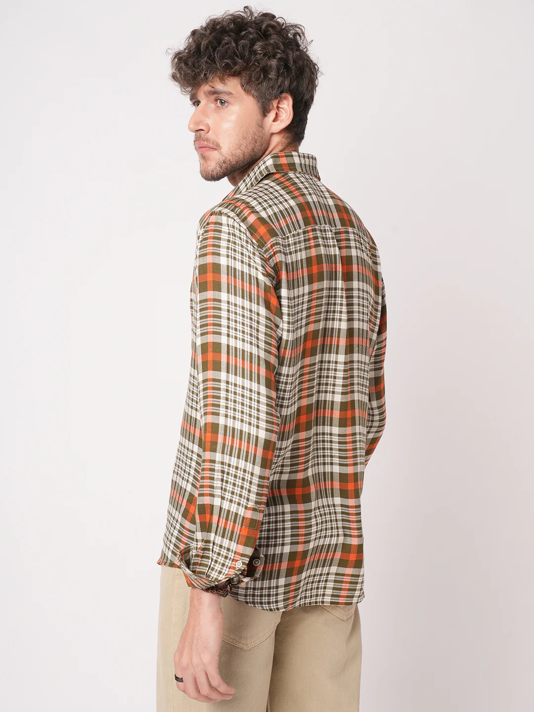 White & Olive Green Heritage Checks Shirt - Image 6