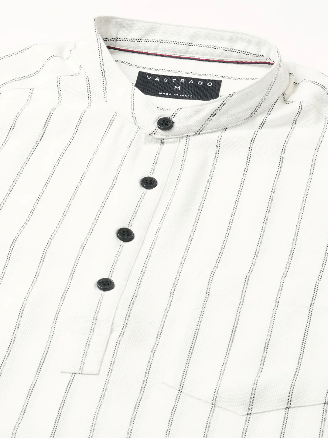 White Pencil Stripe Kurta - Image 3