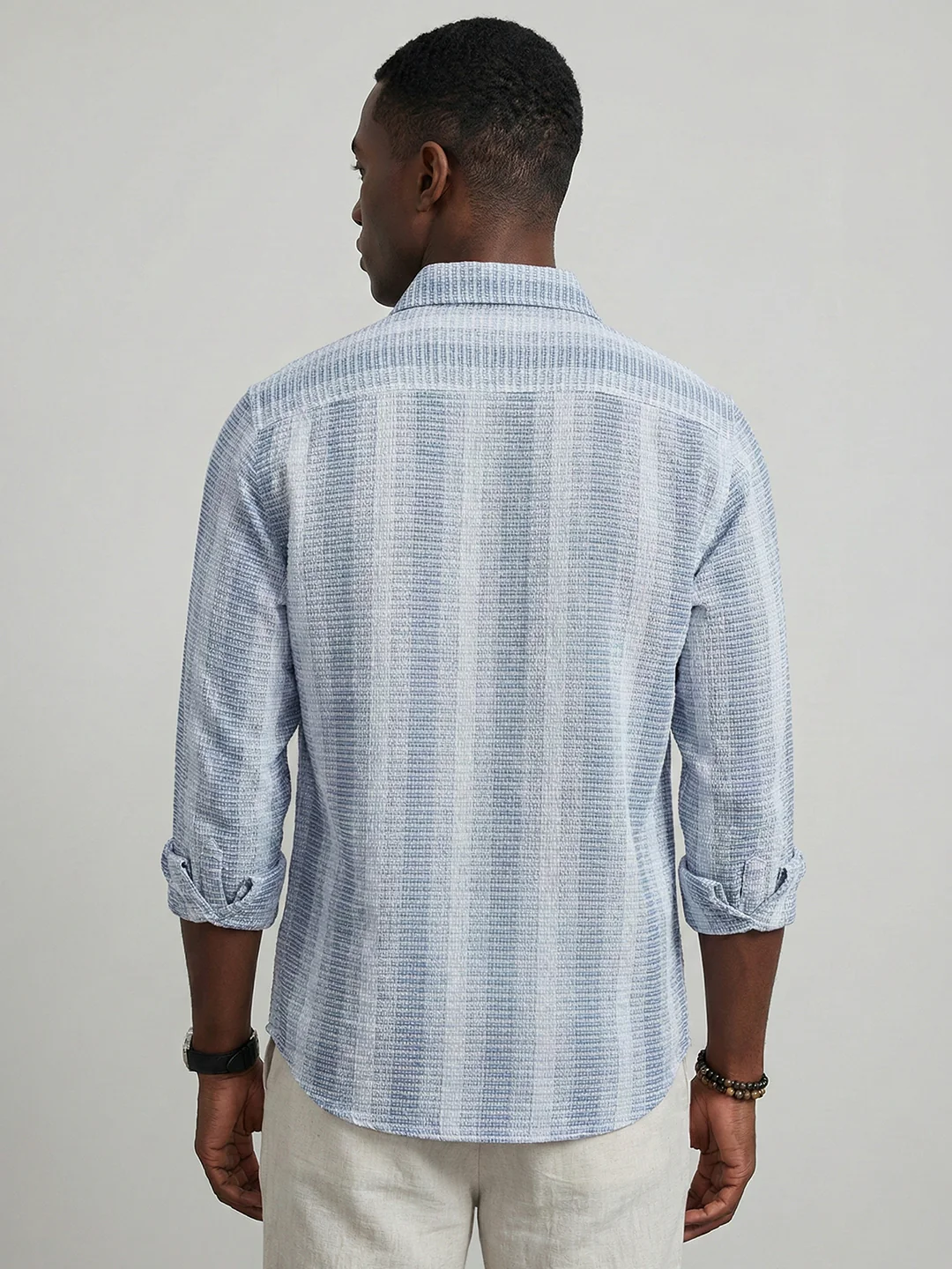 White & Shadow Blue Breeze Striped Shirt - Image 6