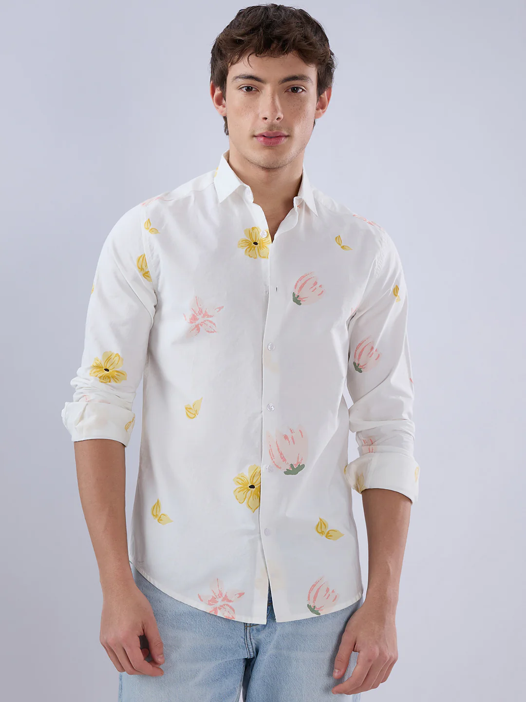 White Tulips Printed Vacation Shirt - Image 5