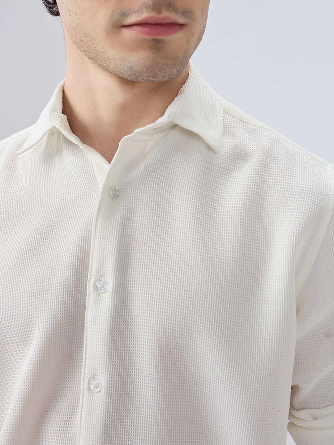 White Waffle Weave Everyday Shirt - Image 3