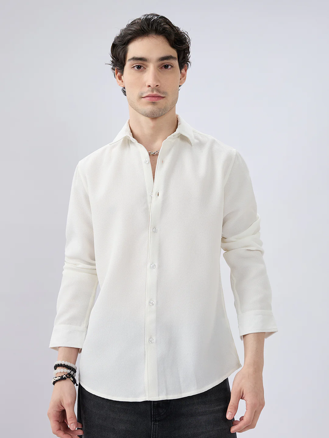 White Waffle Weave Everyday Shirt - Image 4