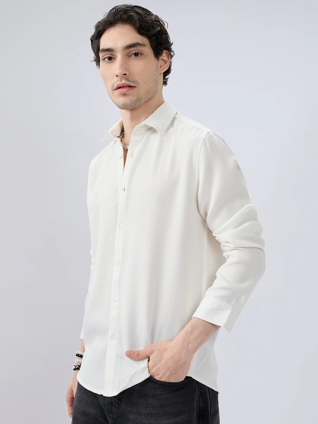 White Waffle Weave Everyday Shirt - Image 5