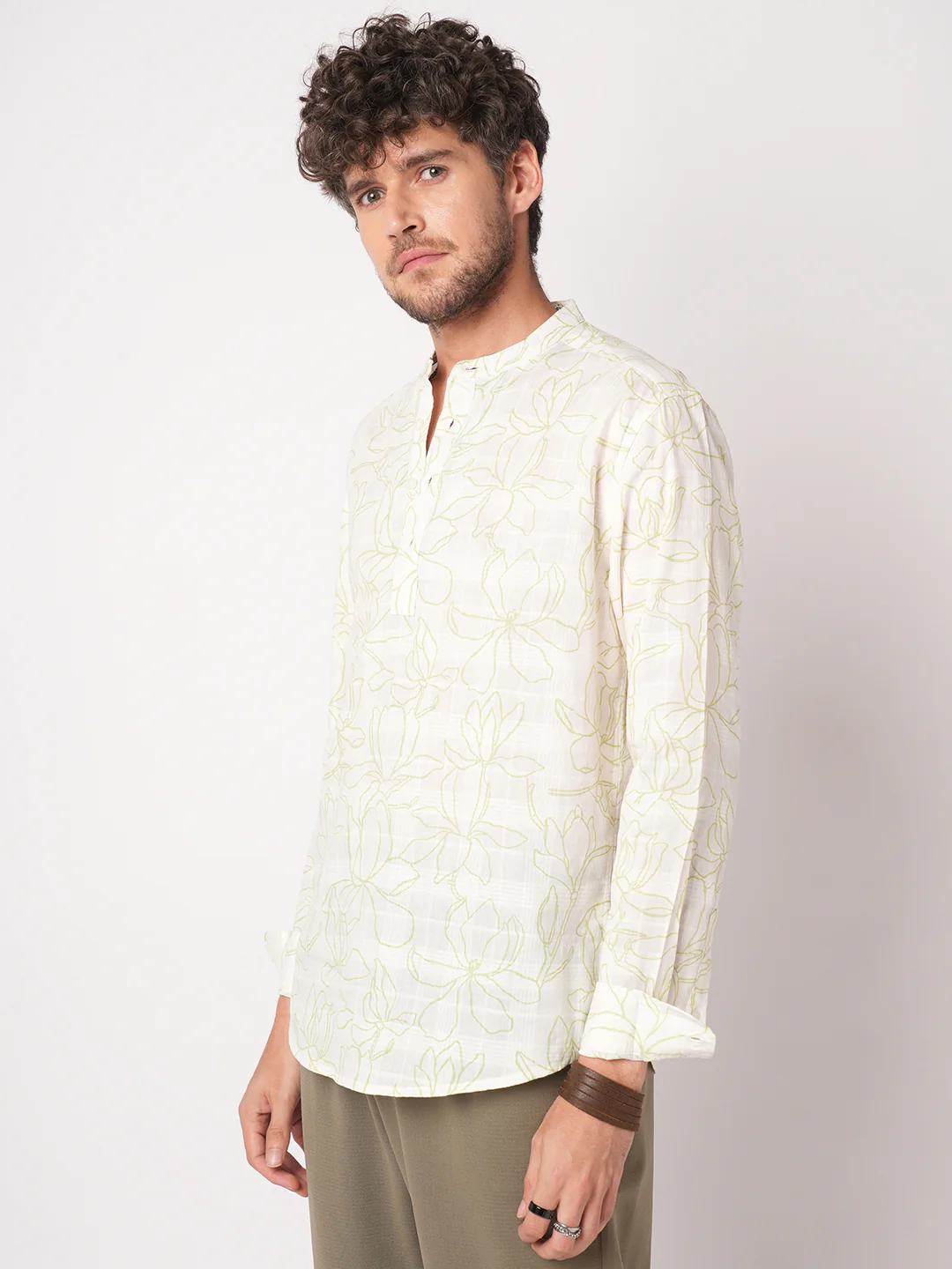 White Wildflower Sketch Kurta - Image 5