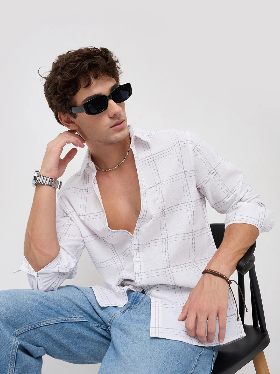Whiteframe Contrast Chalkline Checked Shirt - Image 4