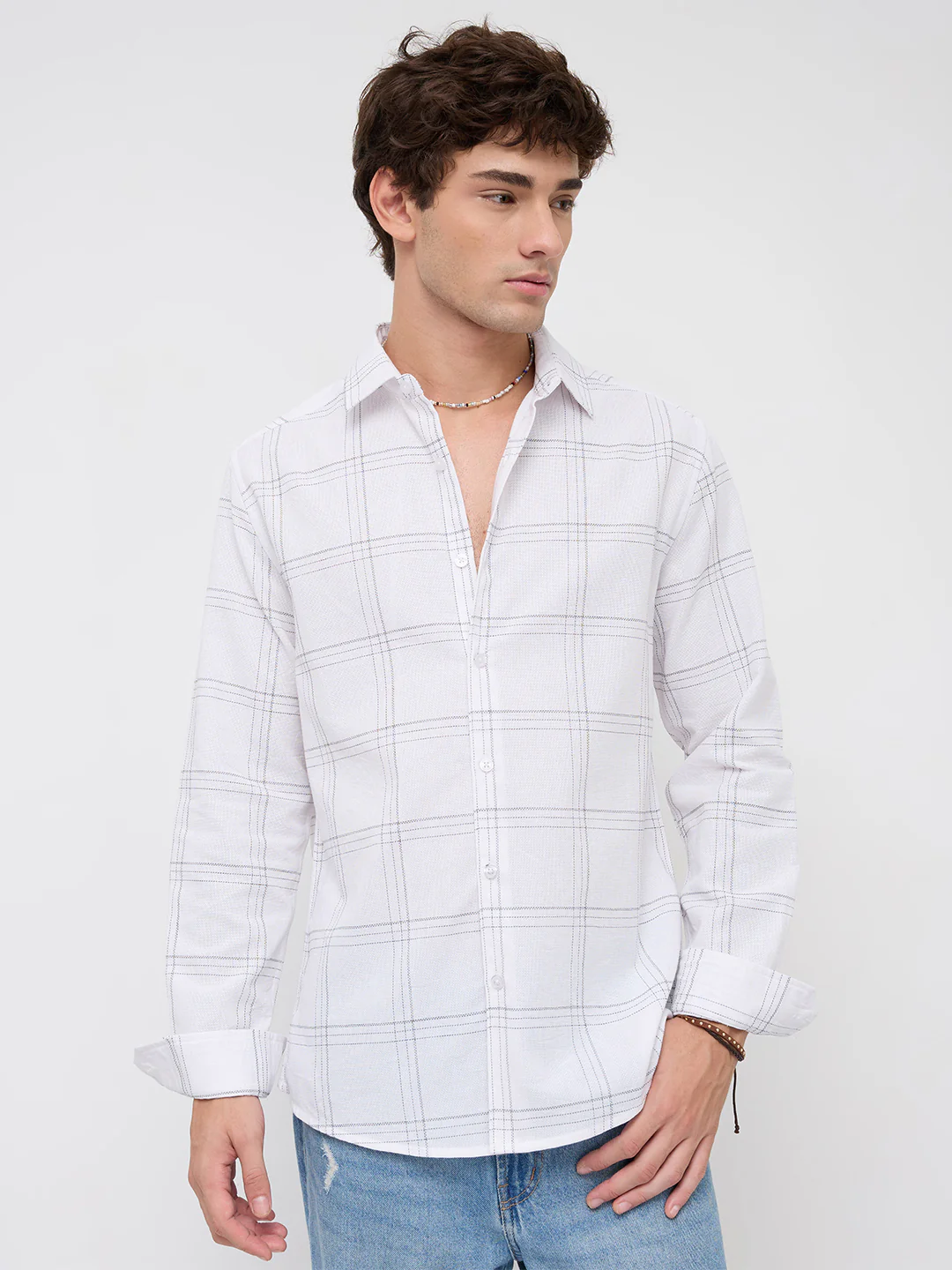 Whiteframe Contrast Chalkline Checked Shirt - Image 5