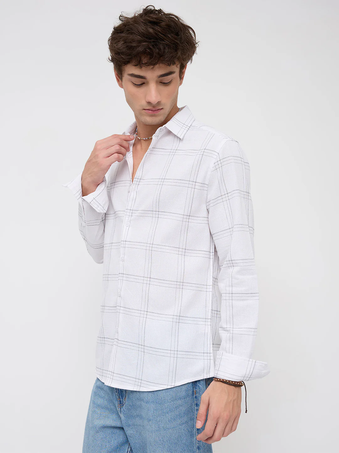 Whiteframe Contrast Chalkline Checked Shirt - Image 6