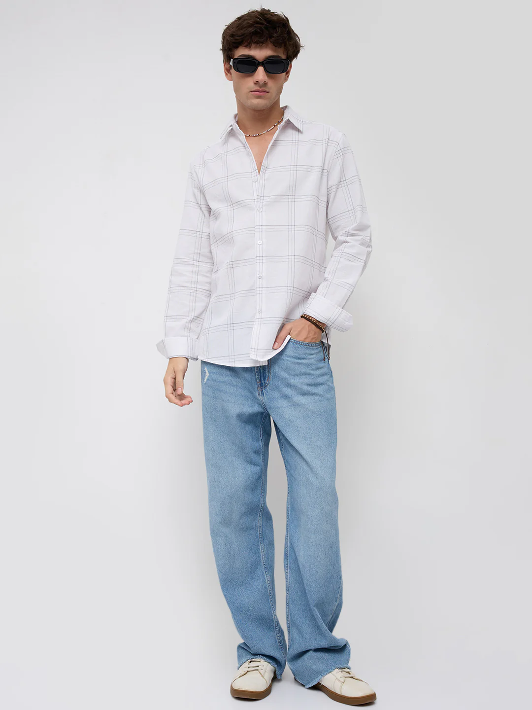 Whiteframe Contrast Chalkline Checked Shirt - Image 8