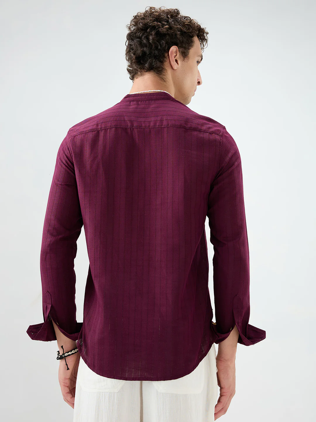 Wine Ladder Striped Evening Kurta - Image 6