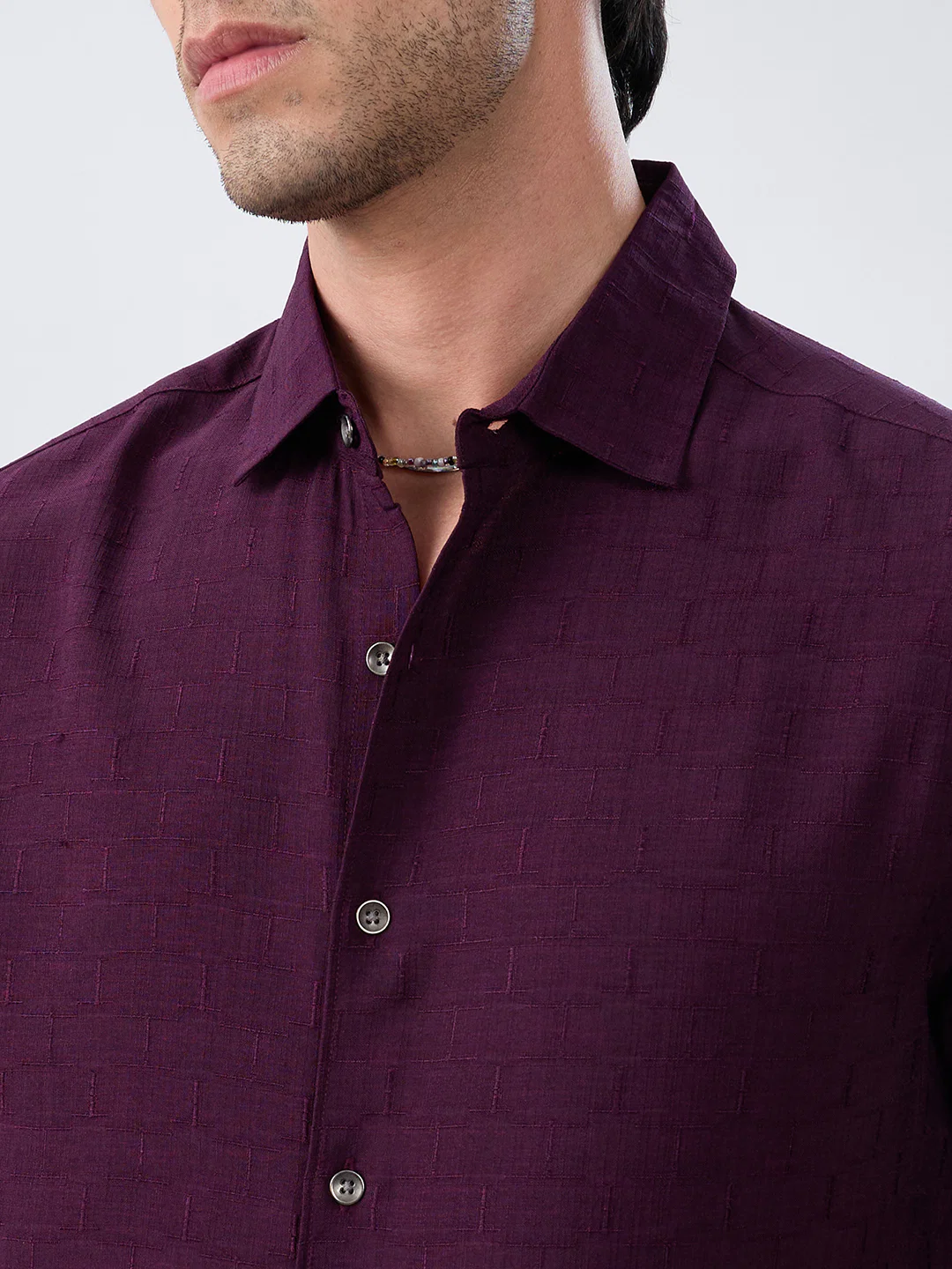 Wine Minimal Textured Everyday Shirt - Image 3