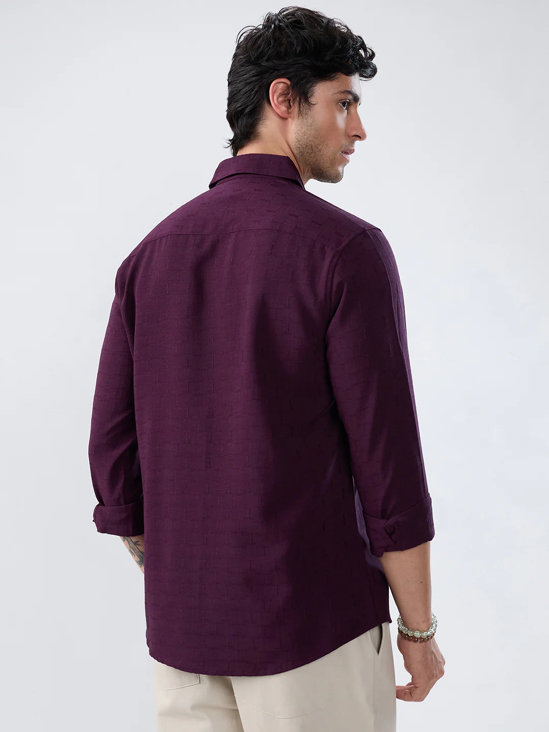 Wine Minimal Textured Everyday Shirt - Image 6