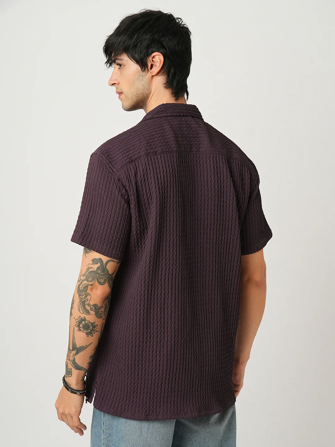 Wine Textured Oversized Shirt - Image 5