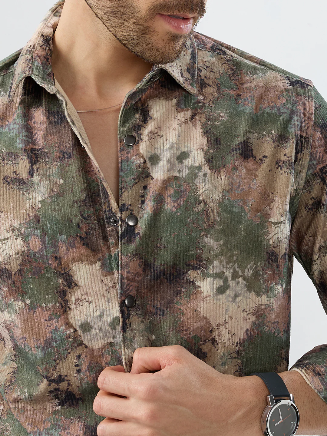 Woodland Camo Washed Corduroy Shirt - Image 3