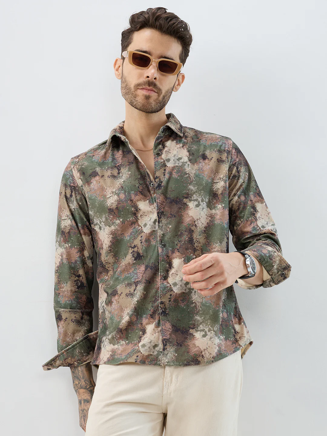 Woodland Camo Washed Corduroy Shirt - Image 5