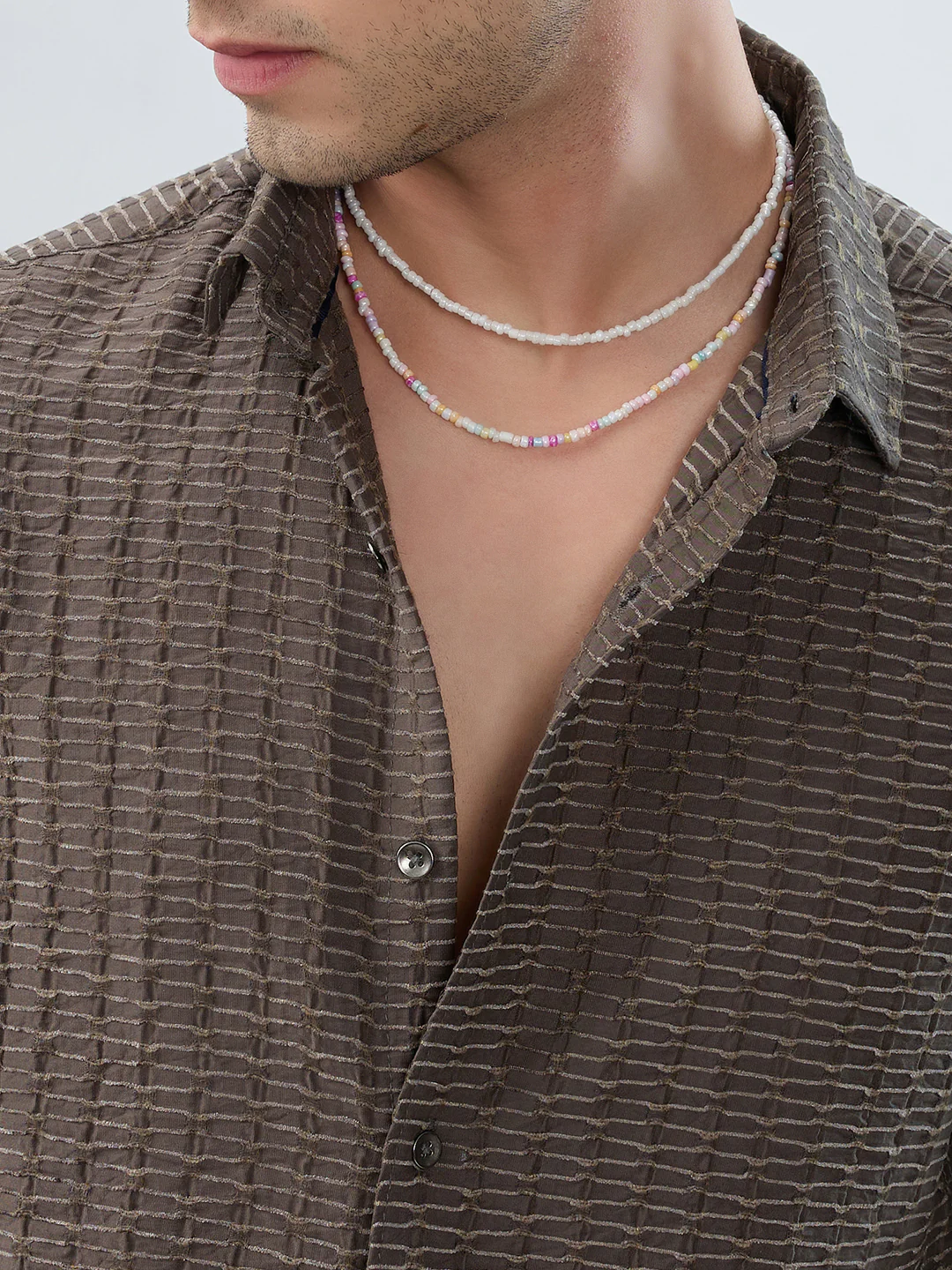 Woodland Olive Wave Horizontal Textured Shirt - Image 3