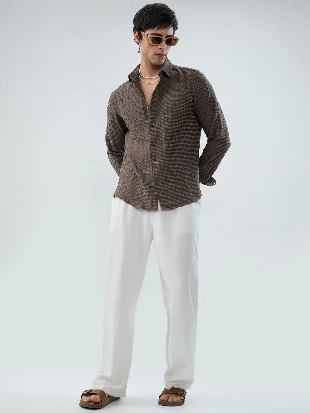 Woodland Olive Wave Horizontal Textured Shirt - Image 7