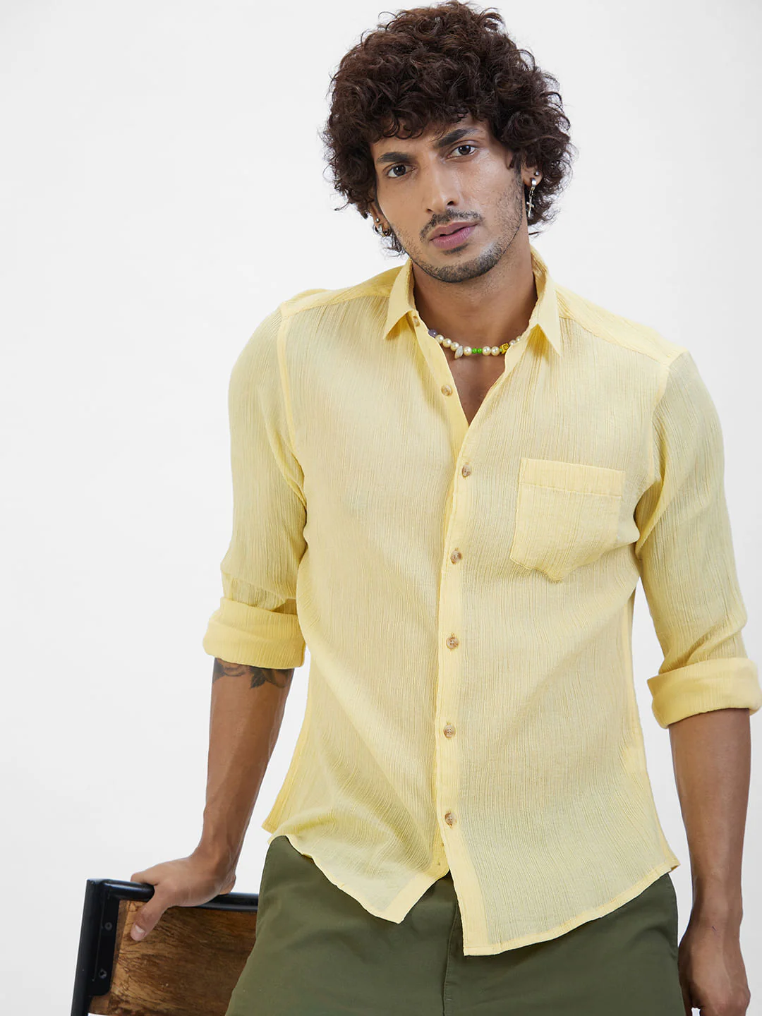Yellow Crepe Shirt - Image 4
