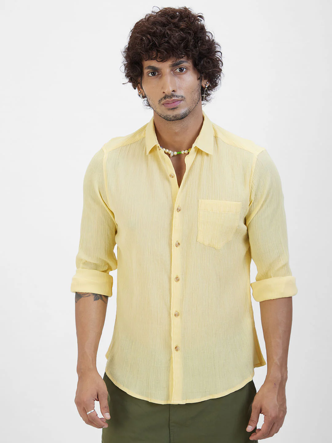 Yellow Crepe Shirt - Image 5
