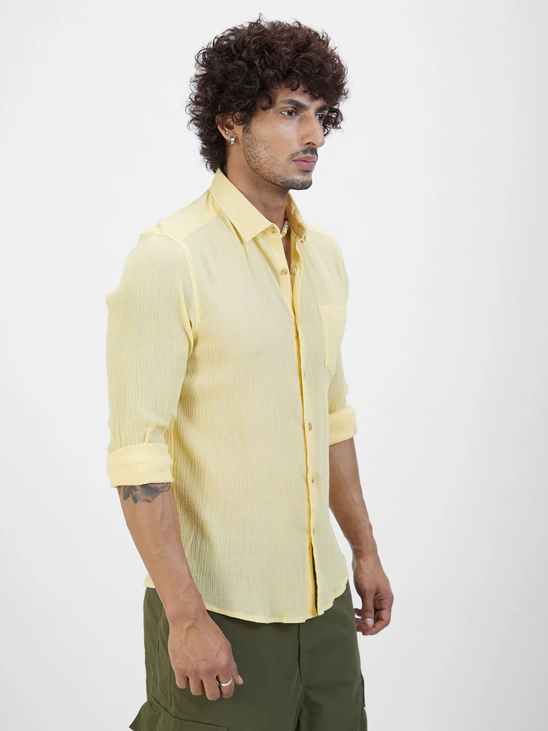 Yellow Crepe Shirt - Image 6