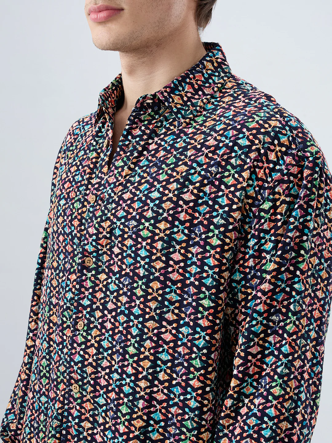 Ziya Shaam Multicolor Sequin Embroidered Oversized Polo Shirt - Image 3